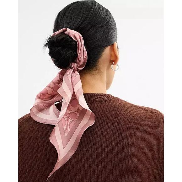 NWT Coach Bundle signature Silk Diamond Scarf & Large rowan Satchel Leather Bag - Picture 7 of 16